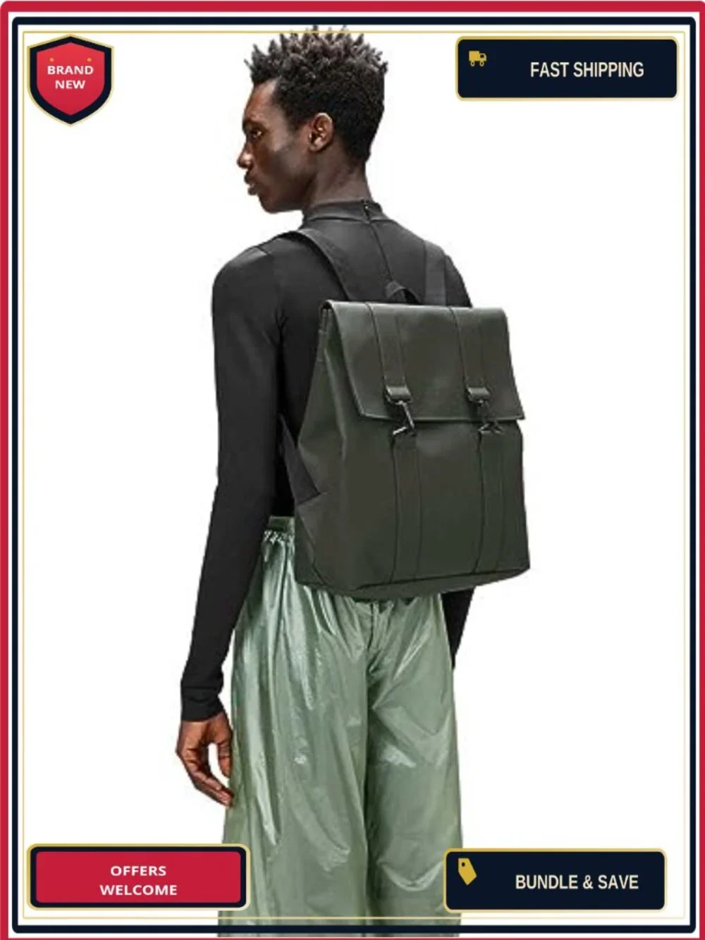 Waterproof PU Messenger Backpack for Men & Women fits 15 Laptop